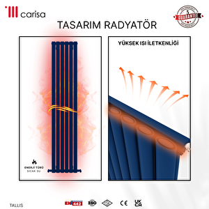 Carisa Tallis Dikey Yakıt Tasarruflu Premium Malzeme Yakıt Tasarruflu Premium Malzeme Alüminyum Radyatör Modern Tasarım Lacivert 180x35 Cm 180x35 cm
