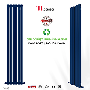 Carisa Carisa Tallis Dikey Yakıt Tasarruflu Premium Malzeme Yakıt Tasarruflu Premium Malzeme Alüminyum Radyatör Modern Tasarım Lacivert 180x35 Cm
