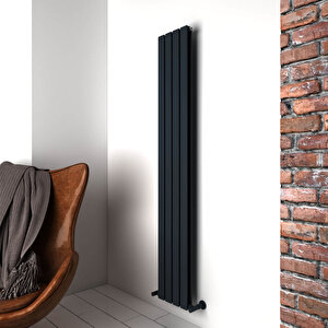 Plata Double Dikey Alüminyum Radyatör Modern Tasarım Antrasit 180x28 Cm 180x28 cm