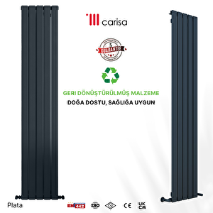Plata Dikey Yakıt Tasarruflu Premium Malzeme Alüminyum Radyatör Modern Tasarım Antrasit 180x56 Cm 180x56 cm