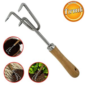 Tırmık Küçük El Tırmığı Saplı Toprak Tarla Bahçe Çiçek Bitki Ot Yaprak Hobi Tırmığı 3 Dişli 33 Cm