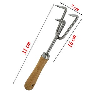 Tırmık Küçük El Tırmığı Saplı Toprak Tarla Bahçe Çiçek Bitki Ot Yaprak Hobi Tırmığı 3 Dişli 33 Cm