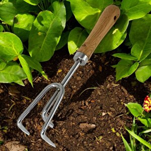 Tırmık Küçük El Tırmığı Saplı Toprak Tarla Bahçe Çiçek Bitki Ot Yaprak Hobi Tırmığı 3 Dişli 33 Cm