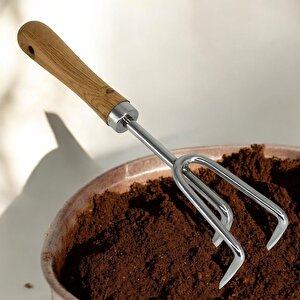 Tırmık Küçük El Tırmığı Saplı Toprak Tarla Bahçe Çiçek Bitki Ot Yaprak Hobi Tırmığı 3 Dişli 33 Cm