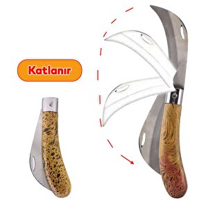 Plastik Saplı Bıçak Çakı Soğuk Aşı Macunu Profesyonel Çelik Eğri Uç Bağ Ağaç Budama Bıçağı 1 Adet