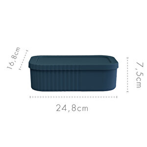 Kapaklı 3 Litre Çok Amaçlı Saklama Kutusu - Makyaj, Kozmetik Kişisel Eşya Düzenleyici, Mavi Mavi