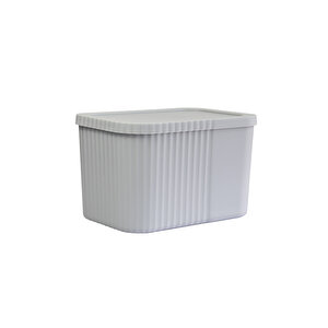 Kapaklı 6 Litre Midi Çok Amaçlı Saklama Kutusu - Havlu, Kozmetik Kişisel Eşya Düzenleyici, Gri Gri