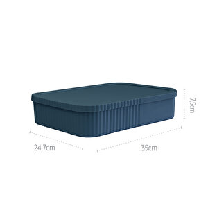 Kapaklı 6 Litre İnce-geniş Saklama Kutusu - Ofis Ve Kırtasiye Düzenleyici, Çok Amaçlı Kullanım, Mavi Mavi