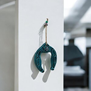 El Yapımı Nazar Boncuklu At Nalı Dekoratif Kapı Süsü Duvar Aksesuarı