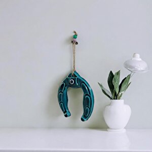 El Yapımı Nazar Boncuklu At Nalı Dekoratif Kapı Süsü Duvar Aksesuarı