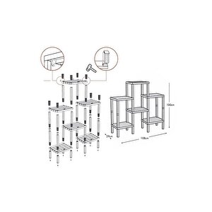 6 Katlı Modüler Raf Banyo Düzenleyici Mutfak Balkon Salon Bahçe Organizeri