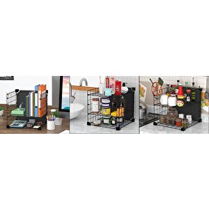 Aparatlı 3 Katlı Çelik Duvar Rafı  - Dayanıklı Ve Ayarlanabilir Tel Tasarım