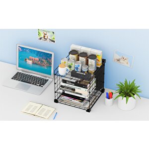 Aparatlı 3 Katlı Çelik Duvar Rafı  - Dayanıklı Ve Ayarlanabilir Tel Tasarım