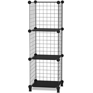 Dekoratif Tel Kafes Tasarımlı 3 Bölmeli Raf - Çok Amaçlı Tel Dolap