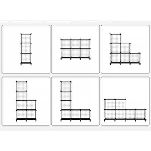 Dekoratif Tel Kafes Tasarımlı 3 Bölmeli Raf - Çok Amaçlı Tel Dolap