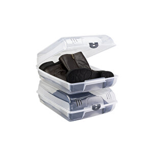 2 Adet Şeffaf Kapaklı Bot Ve Çizme Koruma Kutusu - Hava Delikli Ayakkabı Saklama Kutusu