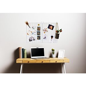 Aparatlı Tel Duvar Panosu - Fotoğraf, Not Ve Aksesuar Askısı - Çok Amaçlı Dekoratif Düzenleyici Pano