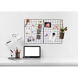 Aparatlı Tel Duvar Panosu - Fotoğraf, Not Ve Aksesuar Askısı - Çok Amaçlı Dekoratif Düzenleyici Pano