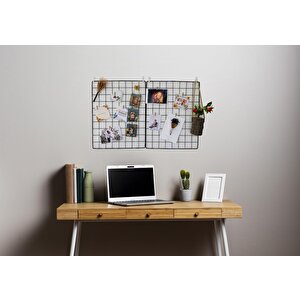 Aparatlı Tel Duvar Panosu - Fotoğraf, Not Ve Aksesuar Askısı - Çok Amaçlı Dekoratif Düzenleyici Pano