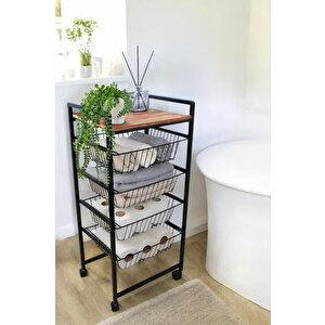 Metal 4 Katlı Çekmeceli Banyo Düzenleyici Organizer Havluluk Mrs-017 1-1-369