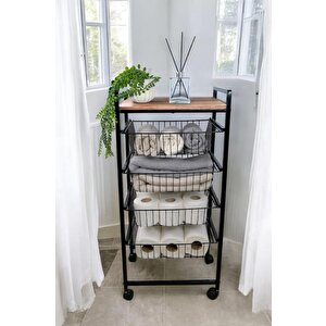 Metal 4 Katlı Çekmeceli Banyo Düzenleyici Organizer Havluluk Mrs-017 1-1-369