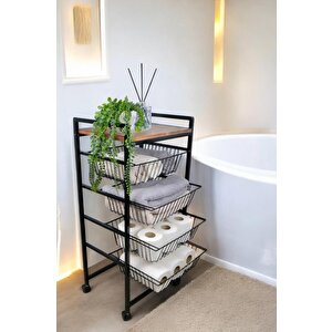 Metal 4 Katlı Çekmeceli Banyo Düzenleyici Organizer Havluluk Mrs-017 1-1-369