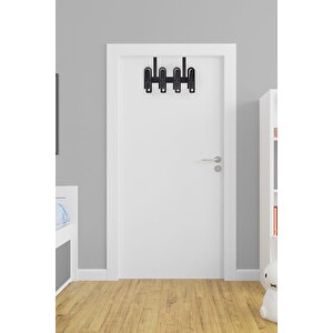 Metal Modern Desenli Çok Amaçlı Metal Kapı Arkası Askılığı Siyah