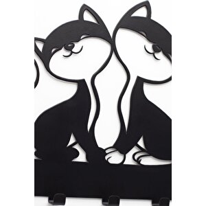 Anahtar Askılığı, Metal Anahtarlık Askısı, Kedi Desenli Anahtar Askılığı Siyah