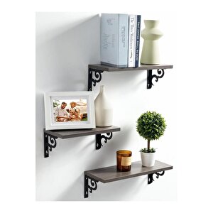 Duvar Rafı Kitaplık Mutfak Banyo Yaşam Alanı Metal Ahşap 3 Lü Set Raf