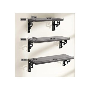 Duvar Rafı Kitaplık Mutfak Banyo Yaşam Alanı Metal Ahşap 3 Lü Set Raf