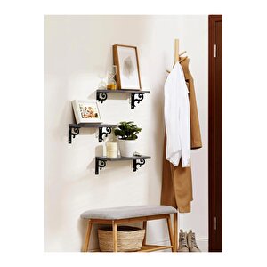 Duvar Rafı Kitaplık Mutfak Banyo Yaşam Alanı Metal Ahşap 3 Lü Set Raf