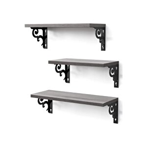 Duvar Rafı Kitaplık Mutfak Banyo Yaşam Alanı Metal Ahşap 3 Lü Set Raf