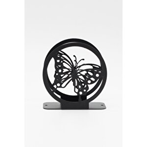 Kelebek Desenli Metal Peçetelik, Dekoratif Peçetelik, Metal Peçetelik, Kelebek Peçetelik Siyah