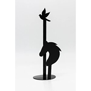 Metal Kağıt Havluluk Siyah Dik Havlu Peçetelik Standart Ve Büyük Boy Rulo Uyumlu At Ve Kuş Desenli