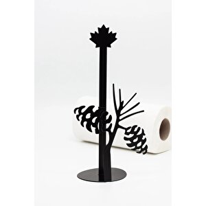 Metal Kağıt Havluluk Siyah Dik Havlu Peçetelik Standart Ve Büyük Boy Rulo Uyumlu Kozalak Desenli