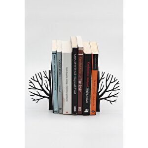 Metal Ağaç Desenli Kitap Desteği Kitap Tutacağı Siyah