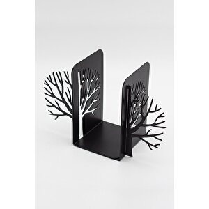 Metal Ağaç Desenli Kitap Desteği Kitap Tutacağı Siyah