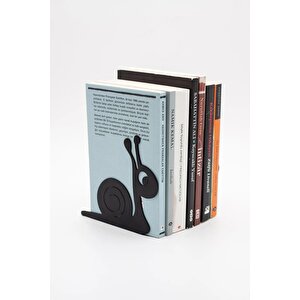 Salyangoz Figürlü Metal Kitap Desteği - Kitap Tutucu - Ev Ve Ofis Dekoratif Aksesuar(2 Li Set) Siyah
