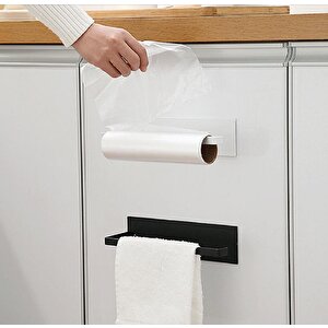 Yapışkanlı Kağıt Rulo Havluluk, Kağıt Havlu Askısı, Havlu Askısı, Metal Kağıt Havlu Askısı Beyaz