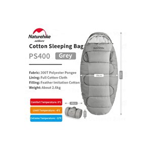 Naturehike Ps400 Oval Ultralight Uyku Tulumu -12°c ( Cloudy Grey )