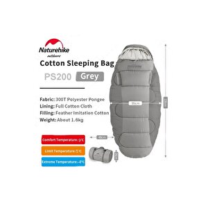 Naturehike Ps200 Oval Ultralight Uyku Tulumu -4°c ( Cloudy Grey )
