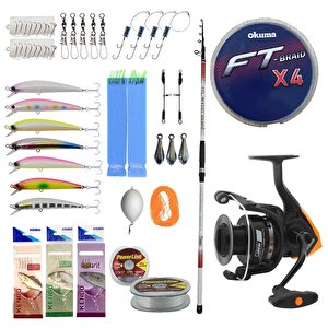 Yek Outdoor Profesyonel Hazır Olta Seti Kendo Atlantic Surf 4.20m 100-250gr Olta Kamışı&okuma Jaw-65 Olta Makinesi