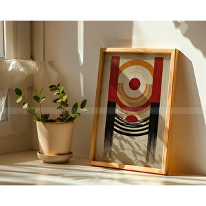 Retro Soyut 3 Parçalı Ahşap Çerçeveli Tablo Seti - Vintage Sanat Dokunuşu- 30x42