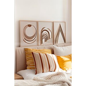 Minimalist Mimari 3 Parçalı Ahşap Çerçeveli Tablo Seti - Sade Ve Şık Tasarım-30x42