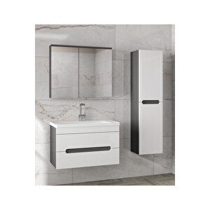 Alpi̇ (80+35)-115 Cm Mdf Boy Dolaplı Lavabolu Banyo Dolabı Seti