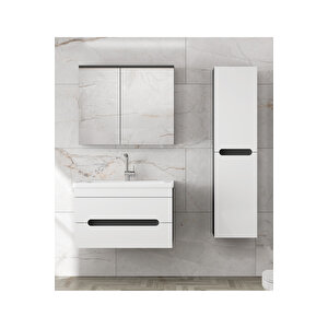 Alpi̇ (80+35)-115 Cm Mdf Boy Dolaplı Lavabolu Banyo Dolabı Seti