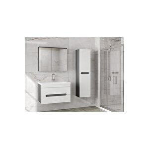 Alfa Banyo Alpi̇ (80+35)-115 Cm Mdf Boy Dolaplı Lavabolu Banyo Dolabı Seti