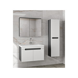 Ardi̇ (80+35) 115 Cm Mdf Boy Dolaplı Lavabolu Banyo Dolabı Seti