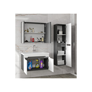Ardi̇ (80+35) 115 Cm Mdf Boy Dolaplı Lavabolu Banyo Dolabı Seti