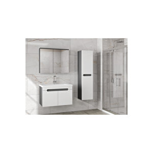 Alfa Banyo Ardi̇ (80+35) 115 Cm Mdf Boy Dolaplı Lavabolu Banyo Dolabı Seti